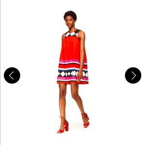 Kate Spade Orange Red Geo Border Babydoll Cotton XS